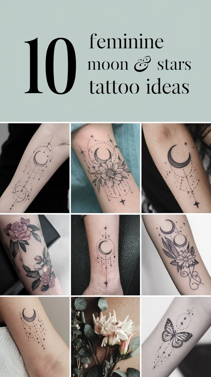 10 Feminine Moon and Stars Tattoo Ideas to Represent the Night Sky