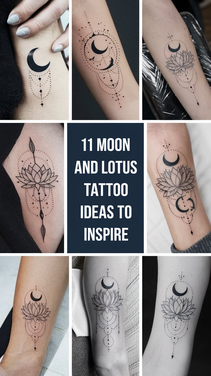 11 Moon and Lotus Tattoo Ideas to Inspire