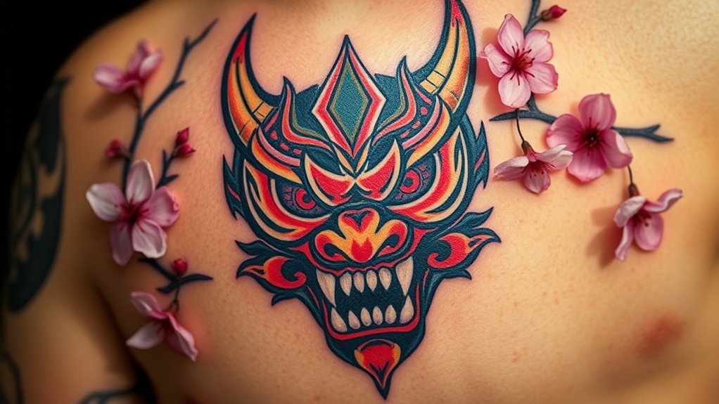 oni mask tattoo significance